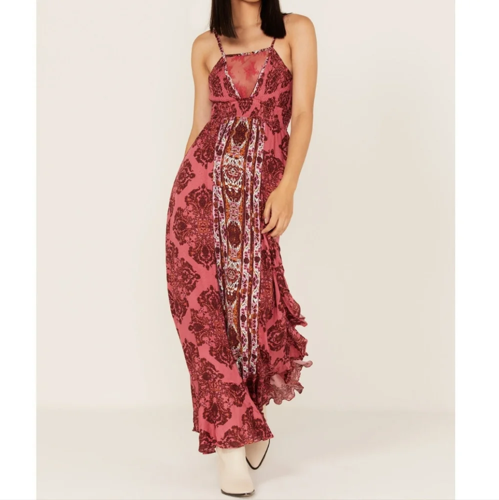 Free People That Moment Slip Dress In Cherry Combo